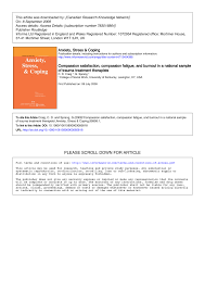 Pdf Compassion Satisfaction Compassion Fatigue And Burnout In A National Sample Of Trauma Treatment Therapists