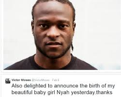 Nigerian Footballer, Victor Moses Welcomes Baby Number 2