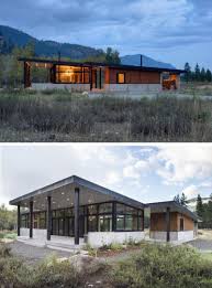 16 Beispiele Fur Moderne Hauser Mit Einem Geneigten Dach Das Schragdach Auf Dieses Moderne Haus Offnet Sich Der Hinte Flachdachhaus Dachkonstruktion Hauswand