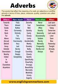 Adverbs Definition Examples How How Much Where How Often When English Grammar Here English Grammar Adverbs Learn English Words