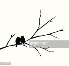 Silhouette Birds On A Branch Tattoo Two Birds Sitting On A Branch Vector Silhouette Illustration Branch Drawing Branch Art