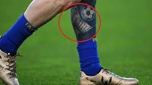 'handprints' tattoo on his left calf muscle. Sportmob Lionel Messi S Tattoo Meanings