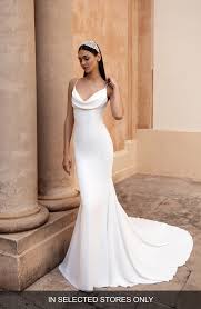 Pronovias Antiope Cowl Neck Crepe Trumpet Wedding Dress Pronovias Wedding Dress Draped Wedding Dress Sleek Wedding Dress