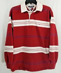 Black And White Striped Long Sleeve Polo Tommy Hilfiger Men Polo Shirt Medium Red White Stripes Long Sleeves Tommyhilfiger Mens Clothing Styles Mens Outfits Mens Polo Shirts