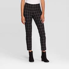 Black And White Pants Womens Women S Plaid High Rise Skinny Ankle Pants A New Day Black White 6 Size Small In 2020 Plaid Pants Women Black And White Pants Skinny Pants Women