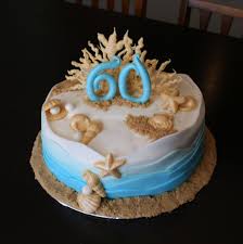 Elegant 60th Birthday Cakes For Ladies Sophisticated Elegant Coastal Beach Themed 60th Birthday Cake Www Polkadotapron Com Beach Birthday Cake Beach Cakes Beach Themed Cakes