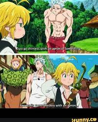 In celebration of the new season coming out on netflix i decided to draw meliodas. Ban Meliodas And King Funny Text Seven Deadly Sins Anime Seven Deadly Sins The Seven Deadly Sins Anime