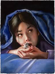 Watercolor paintings of little mice in progress