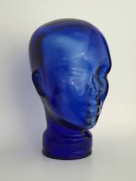 Cobalt Blue Glass Head Glass Mannequin Head Blue Glass Head Wig Display Glass Display Head Art Glass Vintage Art Glass Blue Glass Cobalt Glass