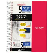 6ct 5 Subject Spiral Notebook College Ruled 9 5 X 6 Classic Colors Five Star College Rule College Notebook Five Star