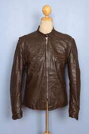 Vtg 60s Brooks Gold Label Leather Cafe Racer Motorcycle Jacket Medium Cafe Racer Motorcycle Motorcycle Jacket Leather