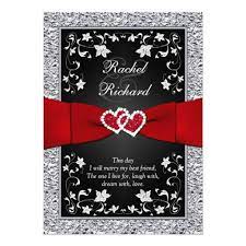 Black Silver Red Hearts Floral Wedding Invitation Zazzle Com Floral Wedding Invitations Red Wedding Theme Wedding Invitations