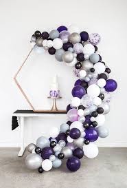 Purple Black And Gold Balloon Arch Purple Geometric Wedding Cake Balloon Arch Wedding Balloon Decorations Wedding Balloons Purple Balloons