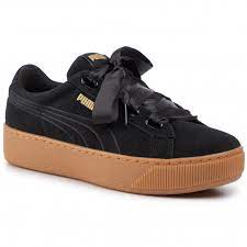 Martens met een lieflijk jurkje. Sneakers Puma Vikky Platform Ribbon 364979 01 Puma Black Puma Black Sneakers Halbschuhe Damenschuhe Eschuhe De