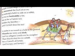 Although some people believe that camels hold water in their humps, the humps are actually made up of fatty tissue. Class 4 Lesson 13 The Plaint Of The Camel Youtube