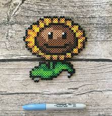 Sunflower Bead Sprite Plants Vs Zombies Singing Sunflower Pixel Art Perler Beads Hama Beads Fuse Beads Perler Bead Art Hama Beads Design Diy Perler Beads