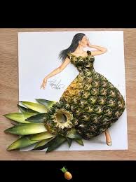 Creativearts Pineapple Dress Design When Arts Meet Fashion Creativearts Fruit Dress Design Creative Art Flower Art Fashion Design Drawings