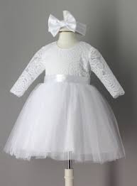 Robes traditionnelles, manches longues ou courtes. Robe Bapteme Bebe Blanche Manches Longues Dentelle Et Tulle Paillette