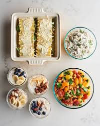 Healthy lunch recipes · bbq rainbow beef salad · fresh salmon with thai noodle salad · tomato penne with avocado · lime prawn cocktail pitta . Meal Prep Tips Coronavirus Kitchn