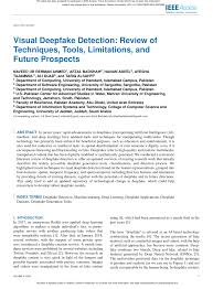 PDF) Visual Deepfake Detection: Review of Techniques, Tools, Limitations,  and Future Prospects