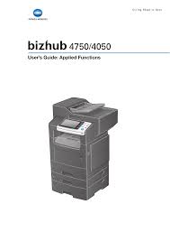 The download center of konica minolta! Konica Minolta Bizhub 4750 User Manual 149 Pages Also For Bizhub 4050