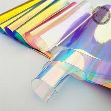 Transparent Clear Holographic Iridescent Pvc Fabric Mirror Film Vinyl Bag Craft Spiegel Folie Hologramm Folie Lichtinstallation