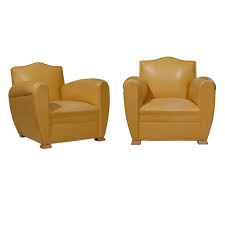 Handsome Art Deco Club Chairs In Yellow Ochre Leather In 2020 Club Chairs Modern Club Chair Art Deco