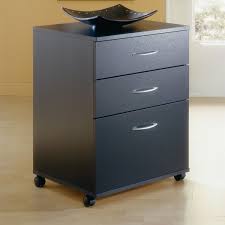 3 Drawer Home Office Filing Cabinet With Casters In Black Wood Finish Filing Cabinet Home Office Filing Cabinet Mobile File Cabinet