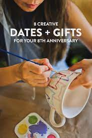Celebrating eight years of marriage is a significant milestone for any married couple in love, so otherwise known as the bronze anniversary, some gift ideas for the 8th wedding anniversary include any present featuring bronze. 8 Creative Date Ideas And 8th Wedding Anniversary Gifts