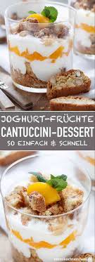 Joghurt Cantuccini Dessert Mit Pfirsichen Emmikochteinfach Rezept Leichte Desserts Schneller Nachtisch Dessert