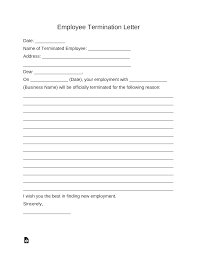 You have been terminated for the following reasons: Free Employee Termination Letter Template Pdf Word Eforms