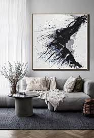 Black And White Canvas Painting Abstract Cz Art Design Hand Painted Minimalist Drip Painting Mn321a Black White Grey Blue Abs Blue Abstract Painting Abstract Canvas Painting Minimalist Painting