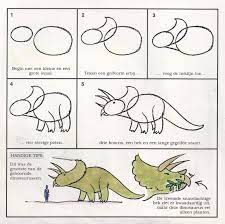 Schetsen en tekenen of schilderen. Triceratops Stappen Thema Dieren Tekenen Dinosaurus