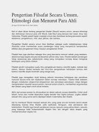 Check spelling or type a new query. Pengertian Filsafat Secara Umum Etimologi Dan Menurut Para Ahli