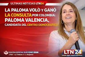 PALOMA VALENCIA GANÓ LA CONSULTA POR COLOMBIA Paloma Susana Valencia  Laserna, nacida en Popayán, es abogada y una de las dirigentes más visibles  del Centro Democrático. Ha sido elegida senadora de la