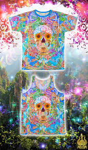 Colorful Aesthetic Clothing Sugar Skull Tshirt Day Of The Dead All Over Print Shirt Sugar Skull Tshirt Psychedelic Skull Tshirt