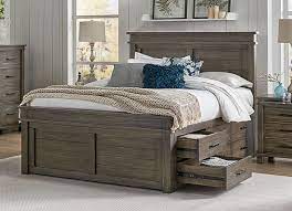 Solid Reclaimed Pine Wood Glacier Point Queen Size 9 Drawer Captains Storage Bed In Greystone Finish Storage Bed Wood Bed Design Rustic Bed Frame