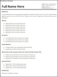 Job Resume Template Free Word Templates