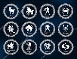 Astroloji Kümesi Aslan Başak Akrep Terazi Kova Sagitarius Balık Oğlak ©ollomy 215975486'e ait Stok Vektör