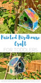 Bird House Crafts For Kids Painted Birdhouse Craft For Toddlers Grace Giggles And Naptime Birdhouse Craft Toddler Crafts Bird Houses Painted
