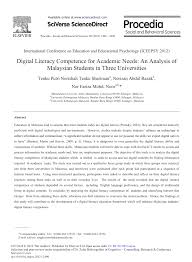 Pdf Digital Literacy Competence For Academic Needs An Analysis Of Malaysian Students In Three Universities