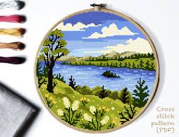 You simply will not find these patterns at your local needle craft store. Lake Tahoe National Park Modern Cross Stitch Pattern Nature Etsy In 2021 Cross Stitch Cross Stitch Landscape Cross Stitching