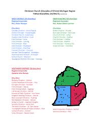 Christian Church (Disciples of Christ) Michigan Region THREE REGIONAL  DISTRICTS (12/3/21)