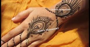 Stylish Peacock Feather Morpichh Back Hand Tattoo Henna Mehndi Design Tutorial Mehndi Mehndi Designs Henna
