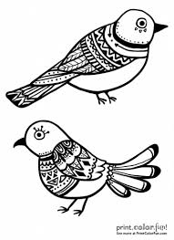 Bird Pictures To Color And Print Beautiful Ornamental Bird Designs Coloring Page Print Color Fun In 2020 Bird Design Pretty Birds Coloring Pages