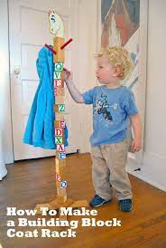 Make A Kids Building Block Coat Rack Kids Coat Rack Building For Kids Diy Hat Rack