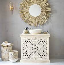 Meuble Vasque En Manguier Massif Sculpte Blanc Effet Vieilli Kerala Maisons Du Monde Tavolini Sala Da Pranzo Mobili Decorazioni