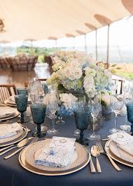 Wauwinet Wedding Centerpieces In Shades Of Blue Blue Themed Wedding Nautical Wedding Decorations Blue Table Settings