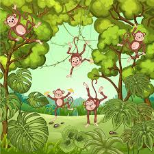 Us 11 85 21 Off Tropical Jungle Background For Photography Brown Monkey Green Trees Leaves Backdrop For Children Birthday Party Photo Props In