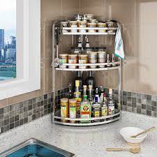 A rack keeps your food safe from dust and dirt. Dapaiwu Stainless Steel Kitchen Shelf Wall Hanging Corner Seasoning Rack Tripod Household Goods Storage